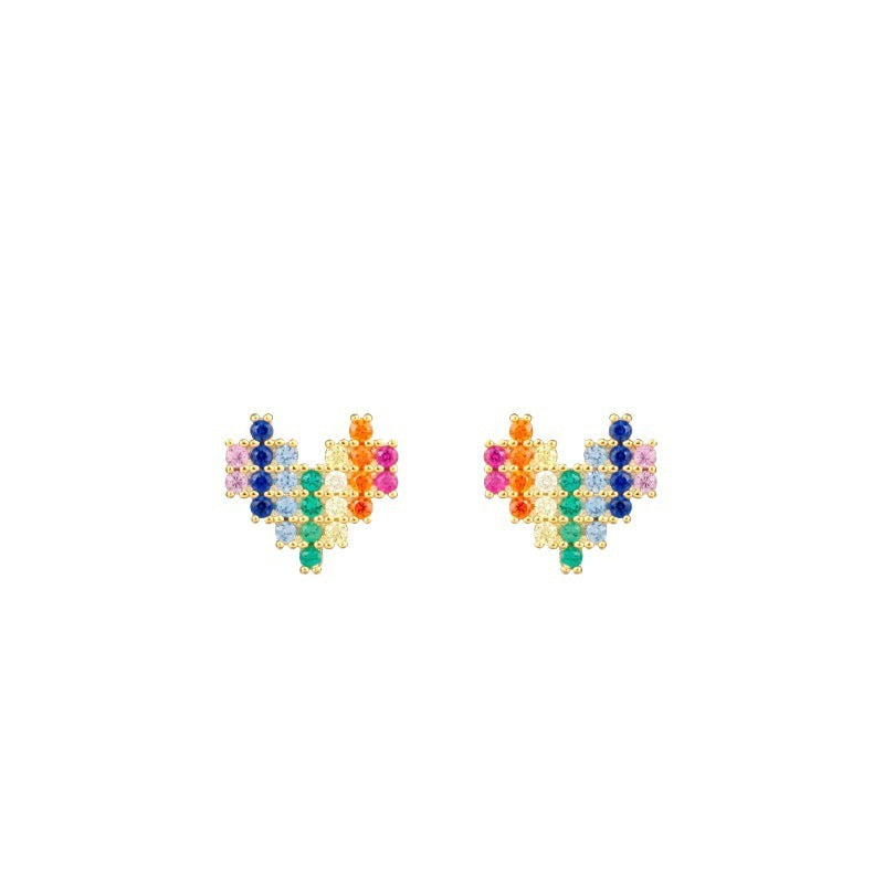 Sterling silver rainbow love earrings