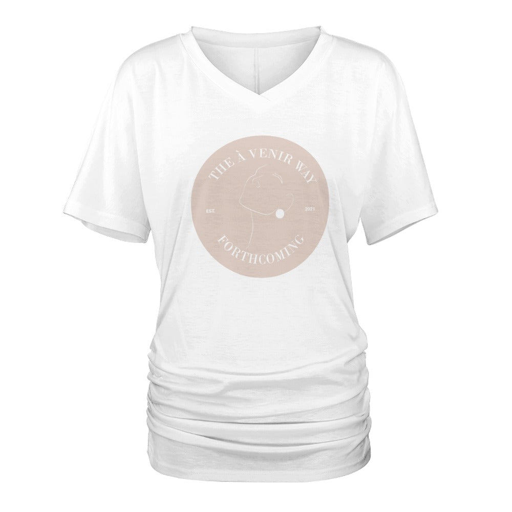 V-neck pleated T-shirt