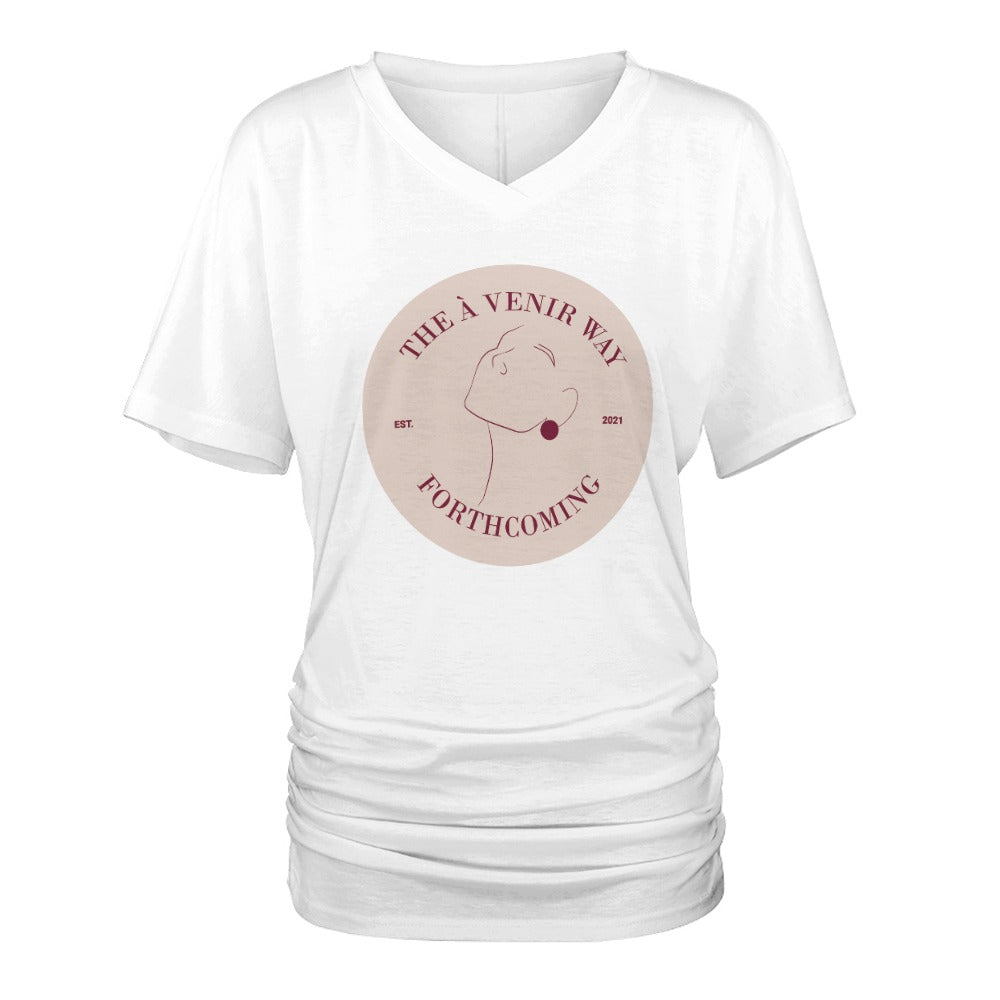 V-neck pleated T-shirt
