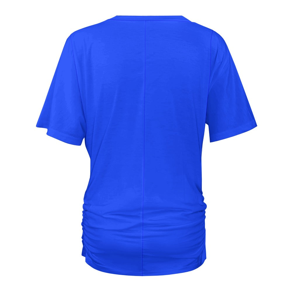 V-neck pleated T-shirt