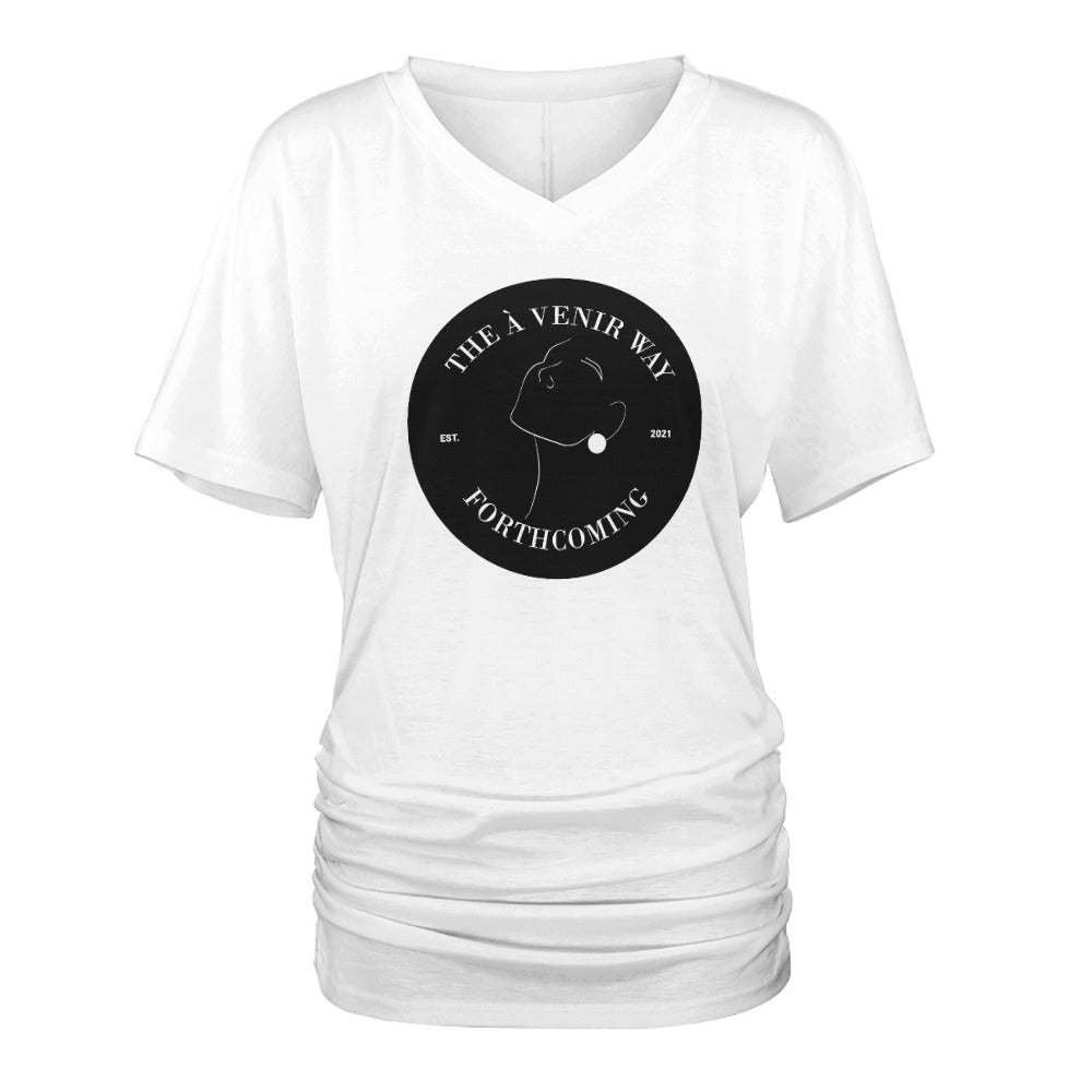 V-neck pleated T-shirt
