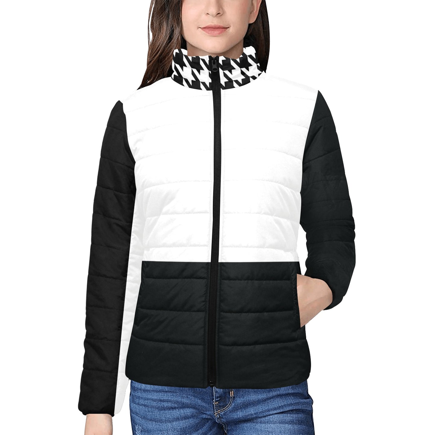 Women's houndstooth padded jacket