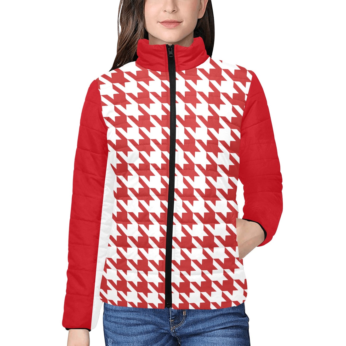 Women's houndstooth padded jacket