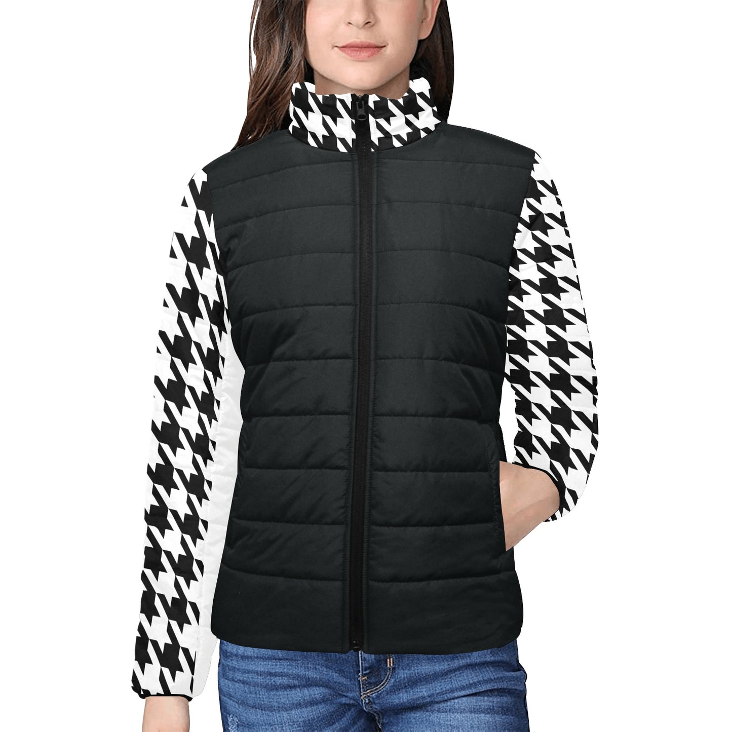 Women's houndstooth padded jacket