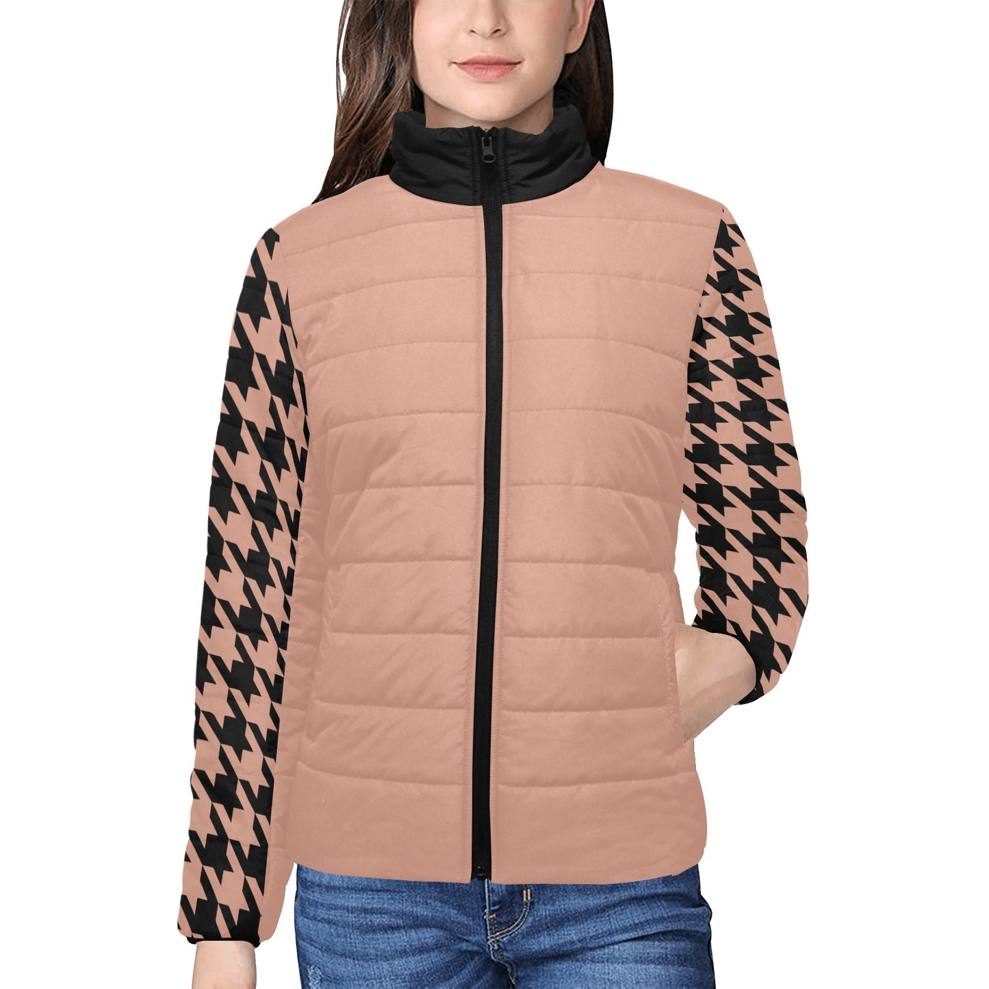 Women's houndstooth padded jacket