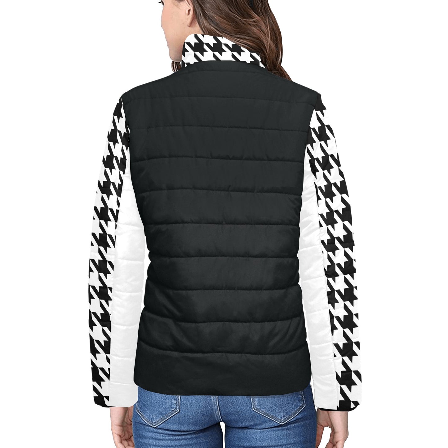 Women's houndstooth padded jacket