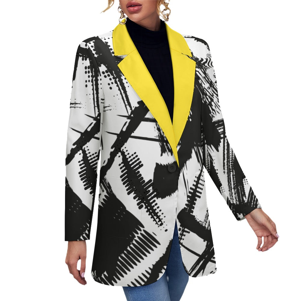 Graphic Pattern with Pop Collar