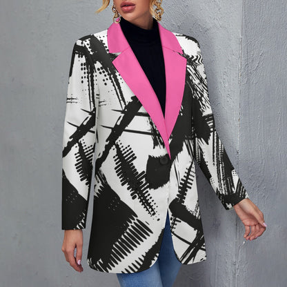 Graphic Pattern with Pop Collar