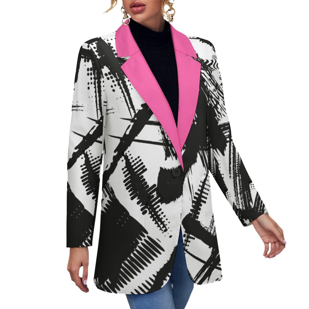 Graphic Pattern with Pop Collar