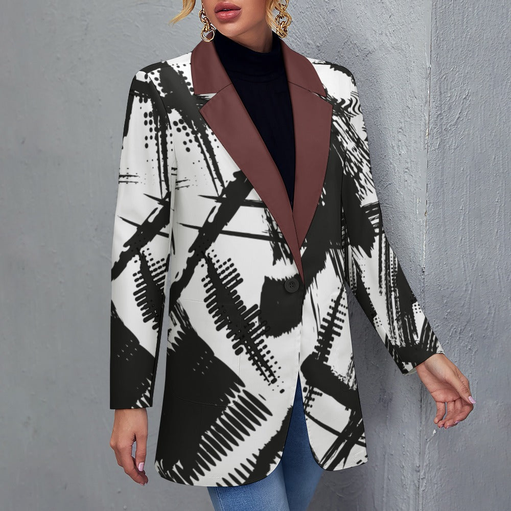 Graphic Pattern with Pop Collar