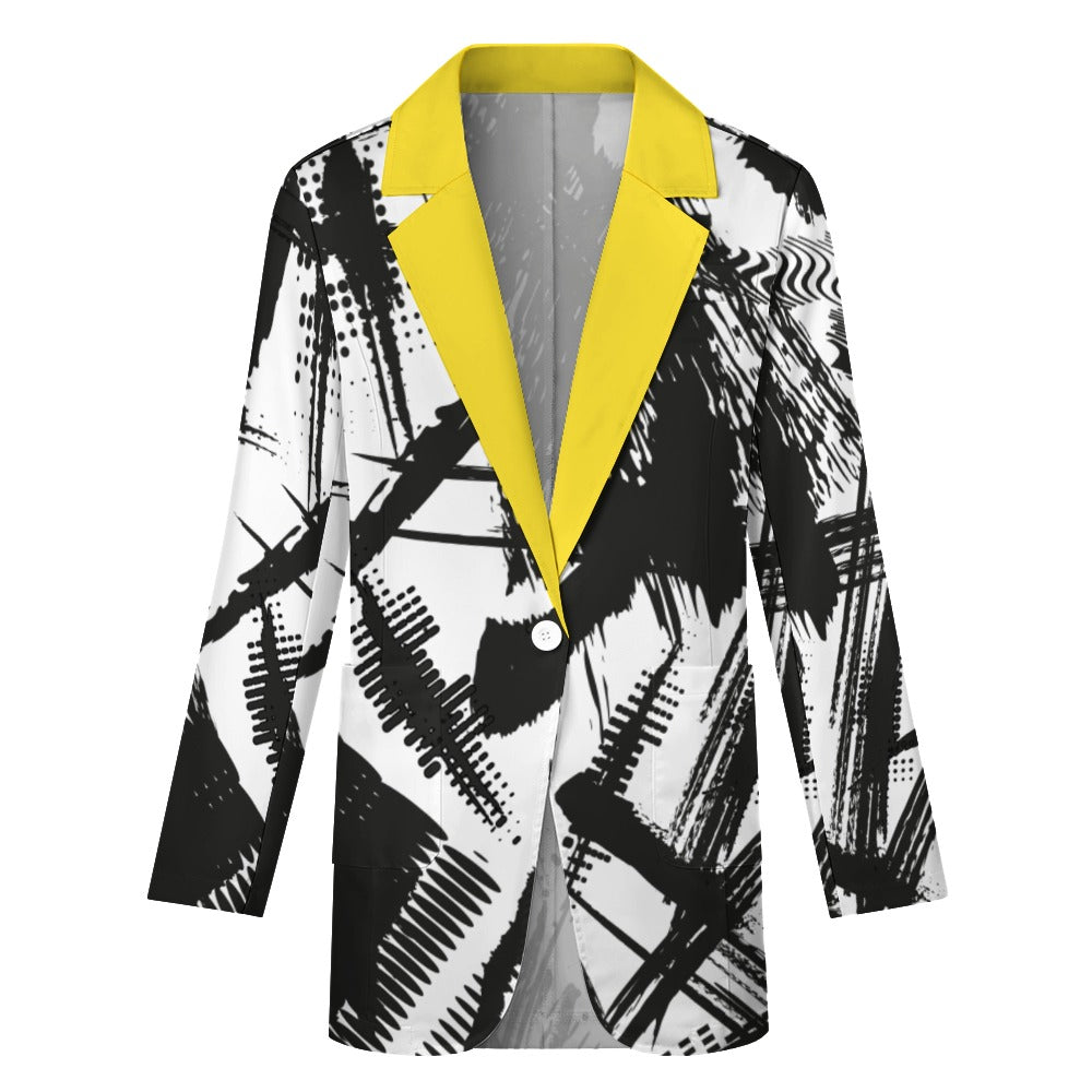 Graphic Pattern with Pop Collar