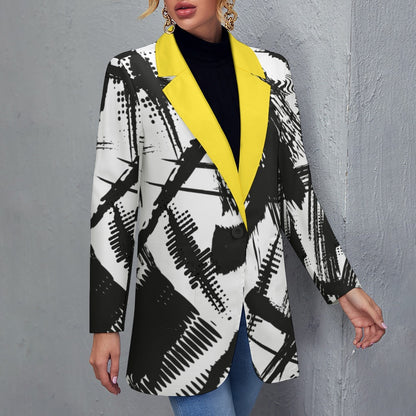 Graphic Pattern with Pop Collar