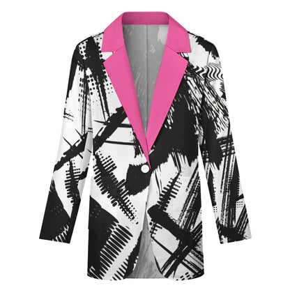 Graphic Pattern with Pop Collar