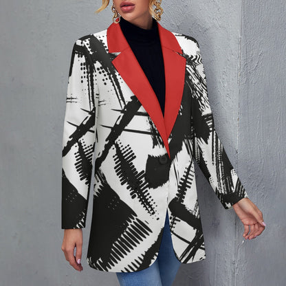 Graphic Pattern with Pop Collar