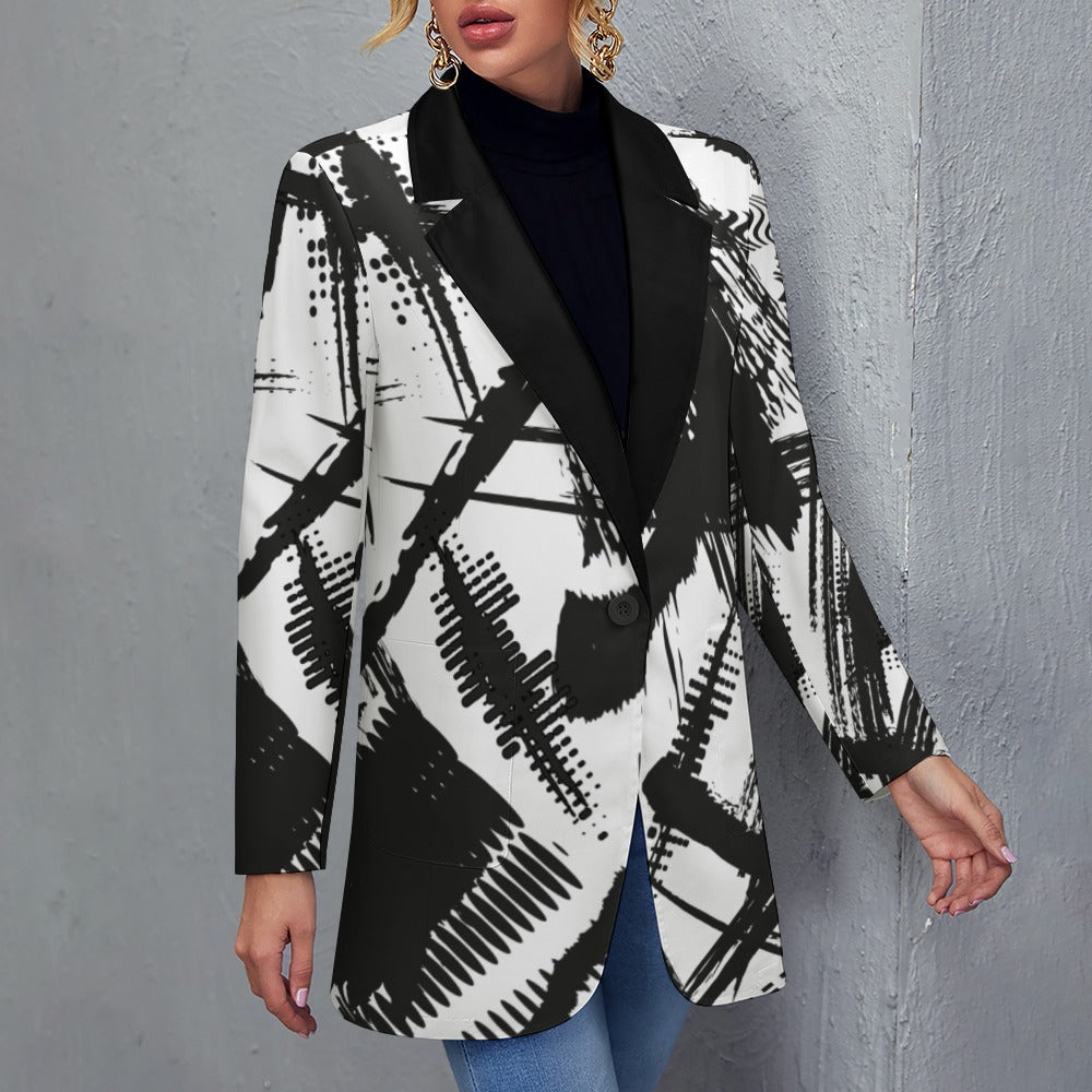 Graphic Pattern with Pop Collar